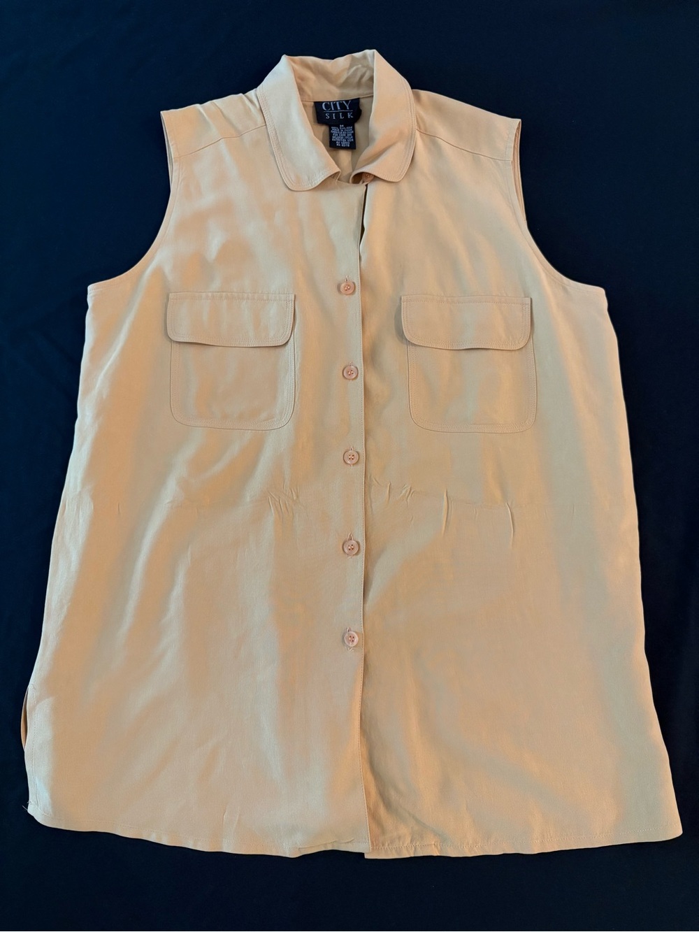 City Silk Women's Cream Sleeveless Button-Front Tank Top